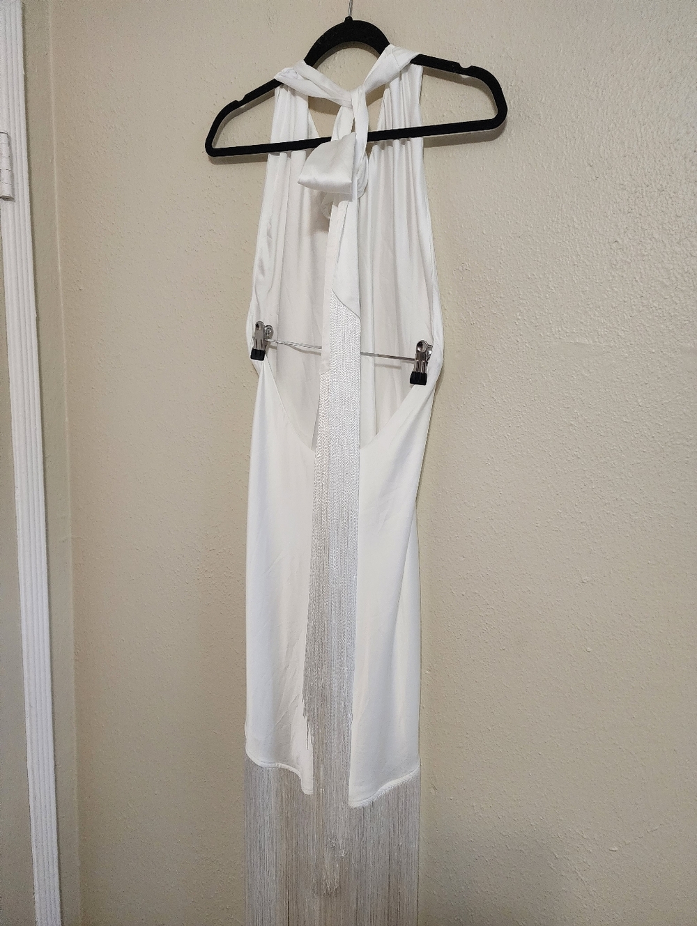 Show Me Your MuMu Jasmine Fringe Ivory Luxe Satin Maxi Dress Wedding Party - Picture 11 of 11